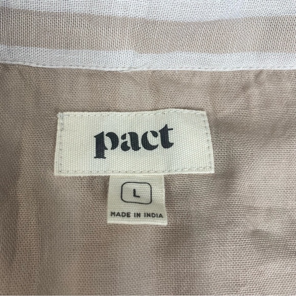 Pact Organic Cotton Striped Coastal Double Gauze Short Sleeve Dress Coverup Sz L - Picture 5 of 9